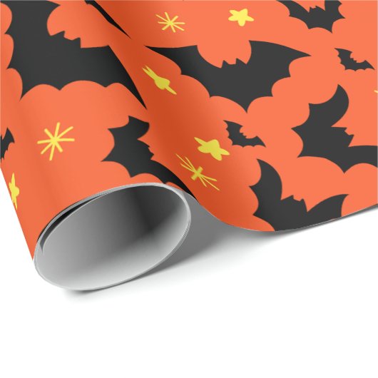 Halloween Sinaasappel zwart Minimal Pattern Cadeaupapier (Rol Hoek)