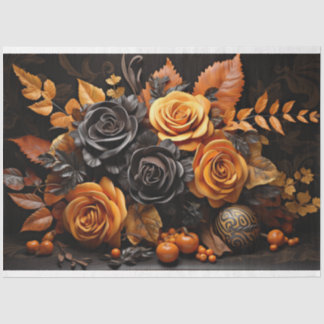 Halloween Sinaasappel & Zwart Rozen Decoupage Papi Tissuepapier