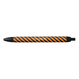 Halloween Sinaasappel Zwart Strepen Monogram Stijl Zwarte Inkt Pen