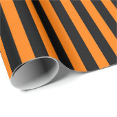 Halloween Sinaasappel Zwart Strepen Patroon Aangep Cadeaupapier (Rol Hoek)