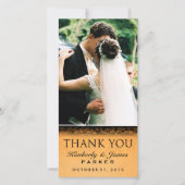 Halloween Sinaasappel & Zwart Trouwfoto Dank u Bedankkaart (Voorkant)