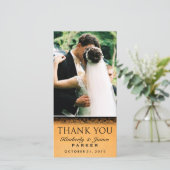 Halloween Sinaasappel & Zwart Trouwfoto Dank u Bedankkaart (Staand voorkant)