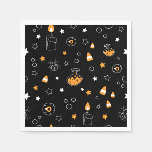 Halloween sinaasappel zwart wit servet