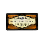 Halloween Sinaasappel & zwarte schedel Custom Trea Etiket (Voorkant)