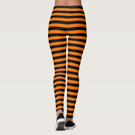 Halloween Sinaasappel zwarte strepen heks kostuum  Leggings (Achterkant)