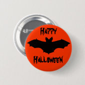 Halloween Sinaasappel zwarte vleermuis Button (Voorkant /achterkant)