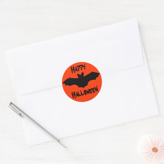 Halloween Sinaasappel zwarte vleermuis Stickers (Envelop)