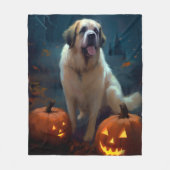 Halloween Sint Bernard Met Pompoenen Eng Fleece Deken (Voorkant)
