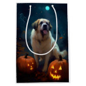 Halloween Sint Bernard Met Pompoenen Eng Medium Cadeauzakje (Voorkant)