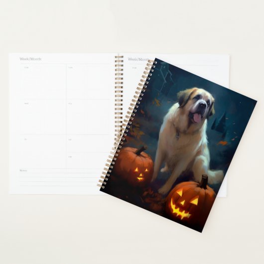 Halloween Sint Bernard Met Pompoenen Eng Planner (Display)