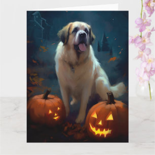 Halloween Sint Bernard Met Pompoenen Griezelen  Kaart