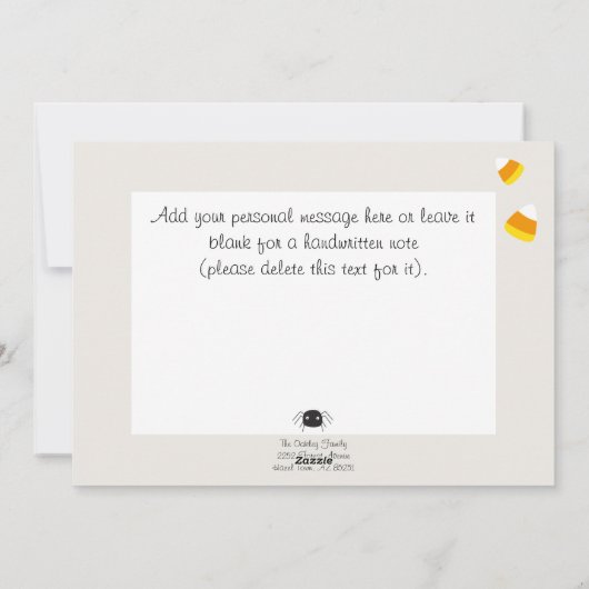 Halloween "Sinterklaas of een grapje" Aangepaste f Feestdagenkaart (Achterkant)