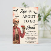 Halloween "Sips About To Go Down" Skelet Kaart (Staand voorkant)