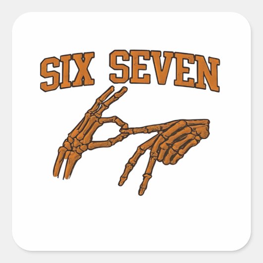 Halloween Six Seven Meme Gebarentaal 67 Mason Vierkante Sticker (Voorkant)