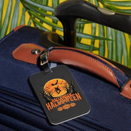 Halloween Skateboard Maan Ontwerp Halloween Bagagelabel (Voorkant Insitu 1)