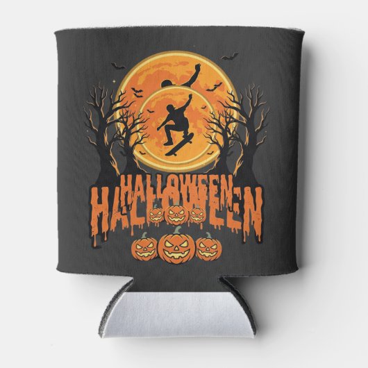 Halloween Skateboard Maan Ontwerp Halloween Blikjeskoeler (Voorkant)