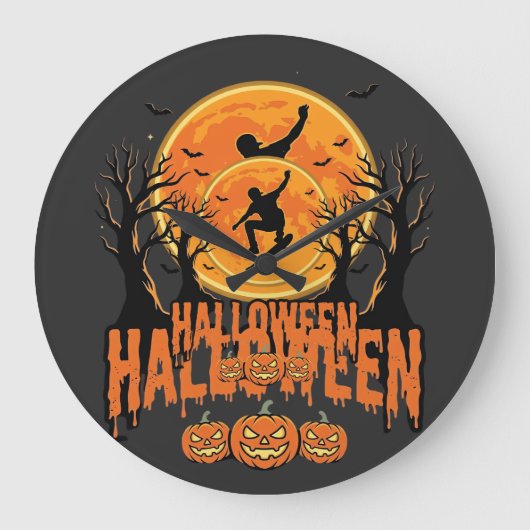 Halloween Skateboard Maan Ontwerp Halloween Grote Klok (Voorkant)
