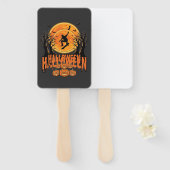 Halloween Skateboard Maan Ontwerp Halloween Handwaaier (Voorkant en achterkant)