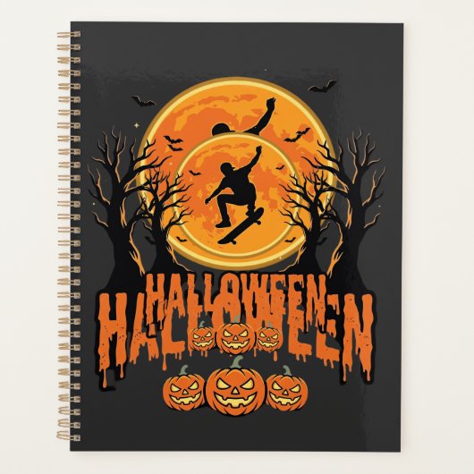 Halloween Skateboard Maan Ontwerp Halloween Planner (Voorkant)