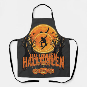 Halloween Skateboard Maan Ontwerp Halloween Schort