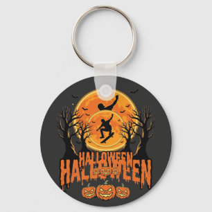 Halloween Skateboard Maan Ontwerp Halloween Sleutelhanger