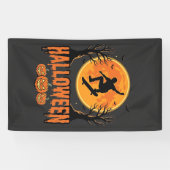 Halloween Skateboard Maan Ontwerp Halloween Spandoek (Horizontaal)