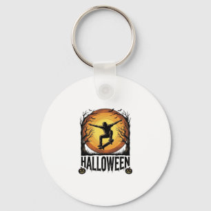 Halloween Skateboard Maan Vintage Vector Design_1 Sleutelhanger