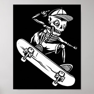 Halloween Skateboard Skelet Halloween Skateboard Poster