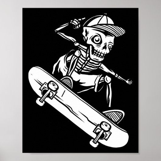 Halloween Skateboard Skelet Halloween Skateboard Poster (Voorkant)