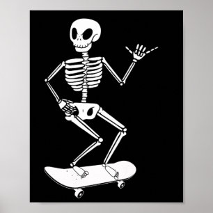 Halloween Skateboard Skelet Halloween Skateboard Poster