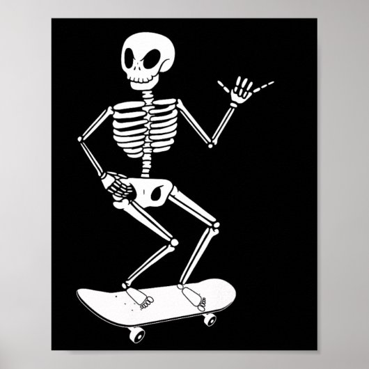 Halloween Skateboard Skelet Halloween Skateboard Poster (Voorkant)