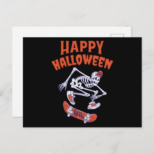 Halloween Skateboard Skeleton Briefkaart (Voorkant / Achterkant)