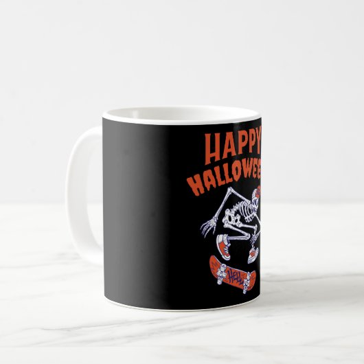 Halloween Skateboard Skeleton Koffiemok (Voorkant links)