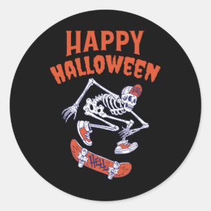 Halloween Skateboard Skeleton Ronde Sticker