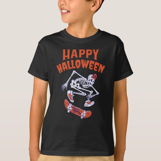 Halloween Skateboard Skeleton T-shirt (Voorkant)