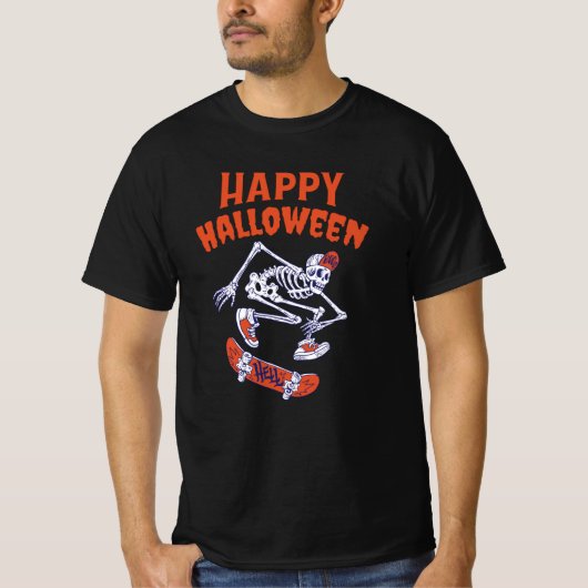 Halloween Skateboard Skeleton T-shirt (Voorkant)