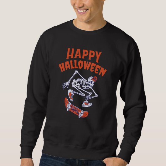 Halloween Skateboard Skeleton Trui (Voorkant)