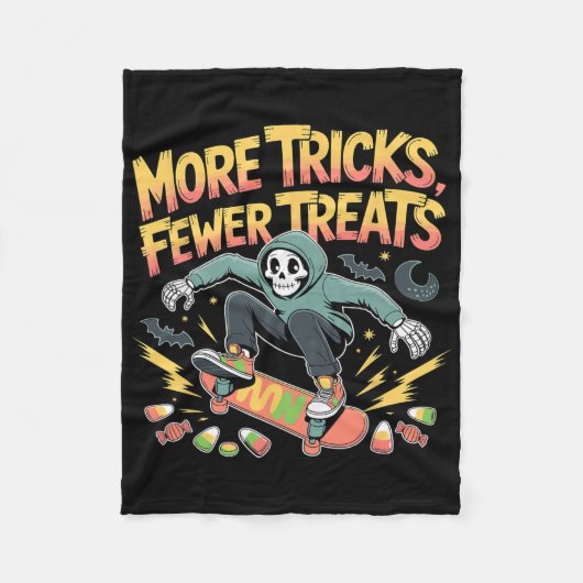 Halloween Skateboard Tricks Skeleton Snoep Jeugd Fleece Deken (Voorkant)