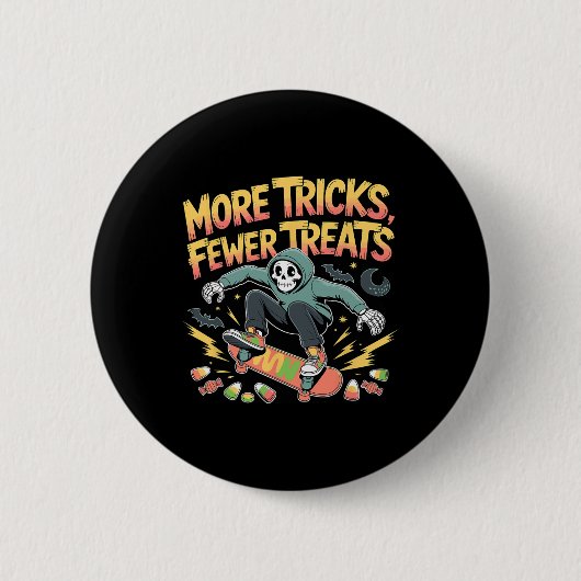 Halloween Skateboard Tricks Skeleton Snoep Jeugd Ronde Button 5,7 Cm (Voorkant)