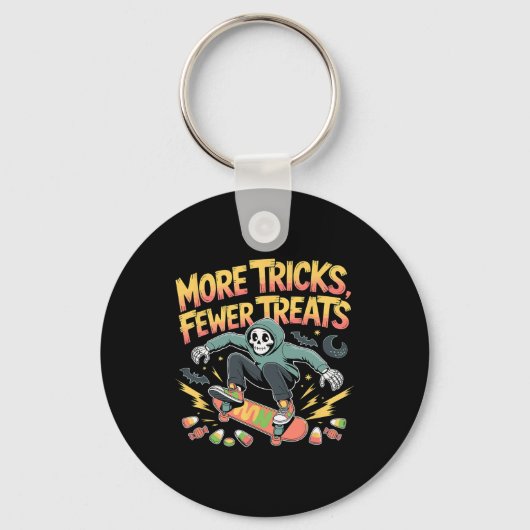 Halloween Skateboard Tricks Skeleton Snoep Jeugd Sleutelhanger (Voorkant)