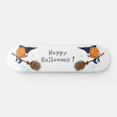 Halloween Skateboard Witch Pumpkin Flying Broom (Horizontaal)