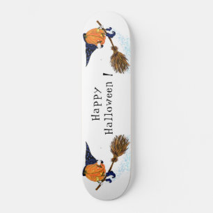 Halloween Skateboard Witch Pumpkin Flying Broom