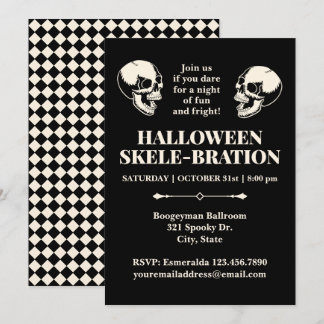 Halloween Skele-bratie Lachende Schedels Uitnodigi Kaart