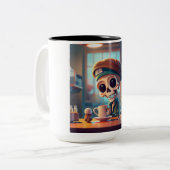 Halloween Skelet #2 Tweekleurige Koffiemok (Voorkant links)