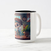 Halloween Skelet #2 Tweekleurige Koffiemok (Voorkant rechts)