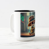 Halloween Skelet #4 Tweekleurige Koffiemok (Voorkant links)