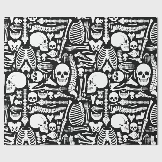 Halloween skelet Anatomische botten Patroon Cadeaupapier (Vlak)