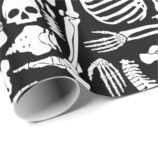 Halloween skelet Anatomische botten Patroon Cadeaupapier (Rol Hoek)