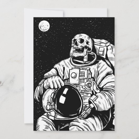 halloween skelet astronaut kaart (Voorkant)