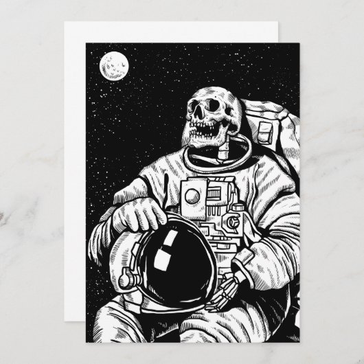 halloween skelet astronaut kaart (Voorkant / Achterkant)